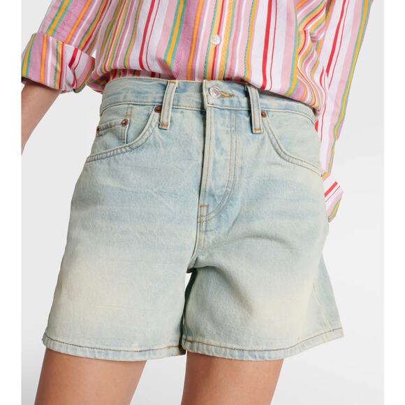 RE/DONE Mid Rise Boy Short Denim Cutoff Shorts Ranch Water Faded Wash Sz 26 EUC - Picture 1 of 16